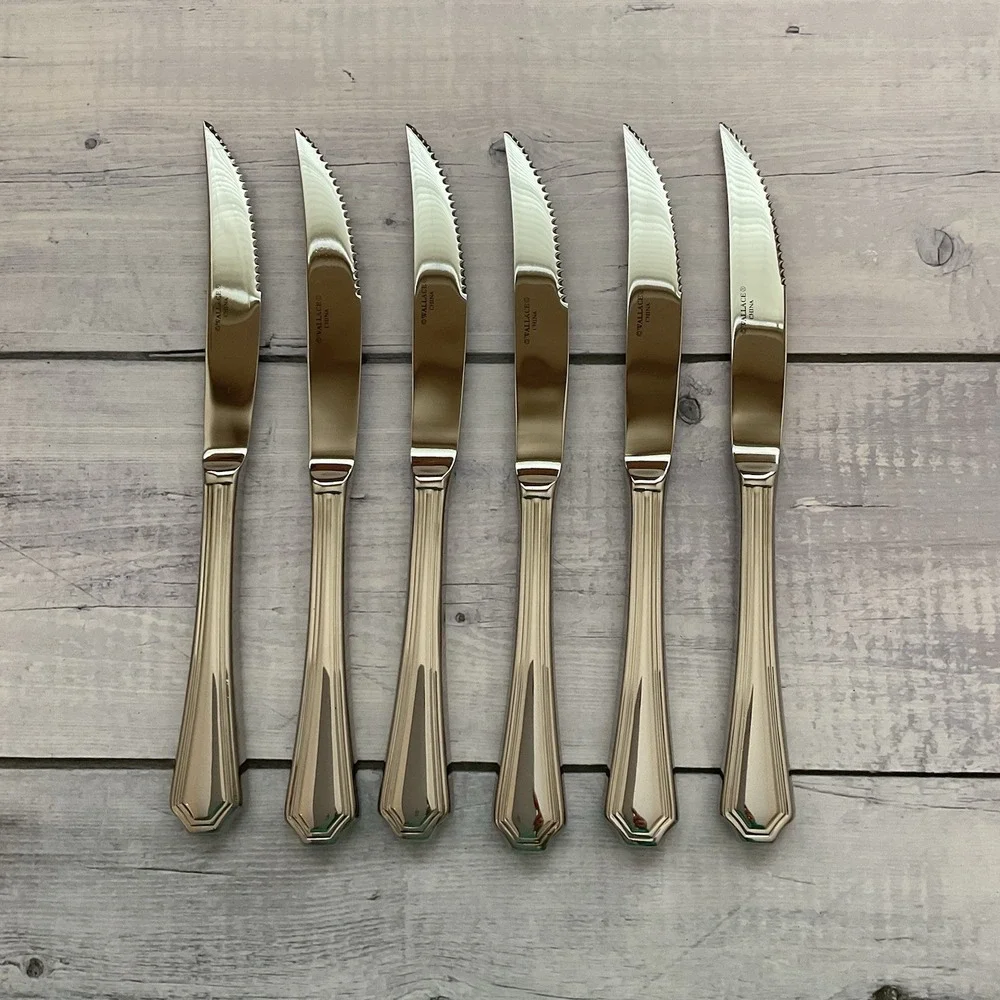 Wallace ARLINGTON‎ Steak Knives Set Of 6 Stainless Steel Flatware #4